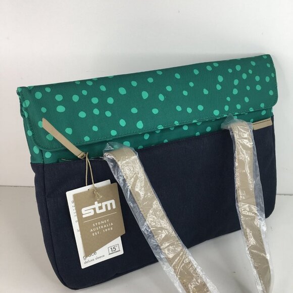 STM Bags Grace Deluxe Sleeve 15" Laptop Sleeve Teal Dot. NWT - Picture 2 of 8